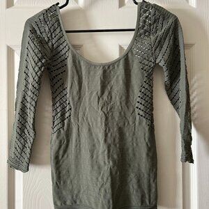 Bebe's Green Mesh Half-Sleeve Top